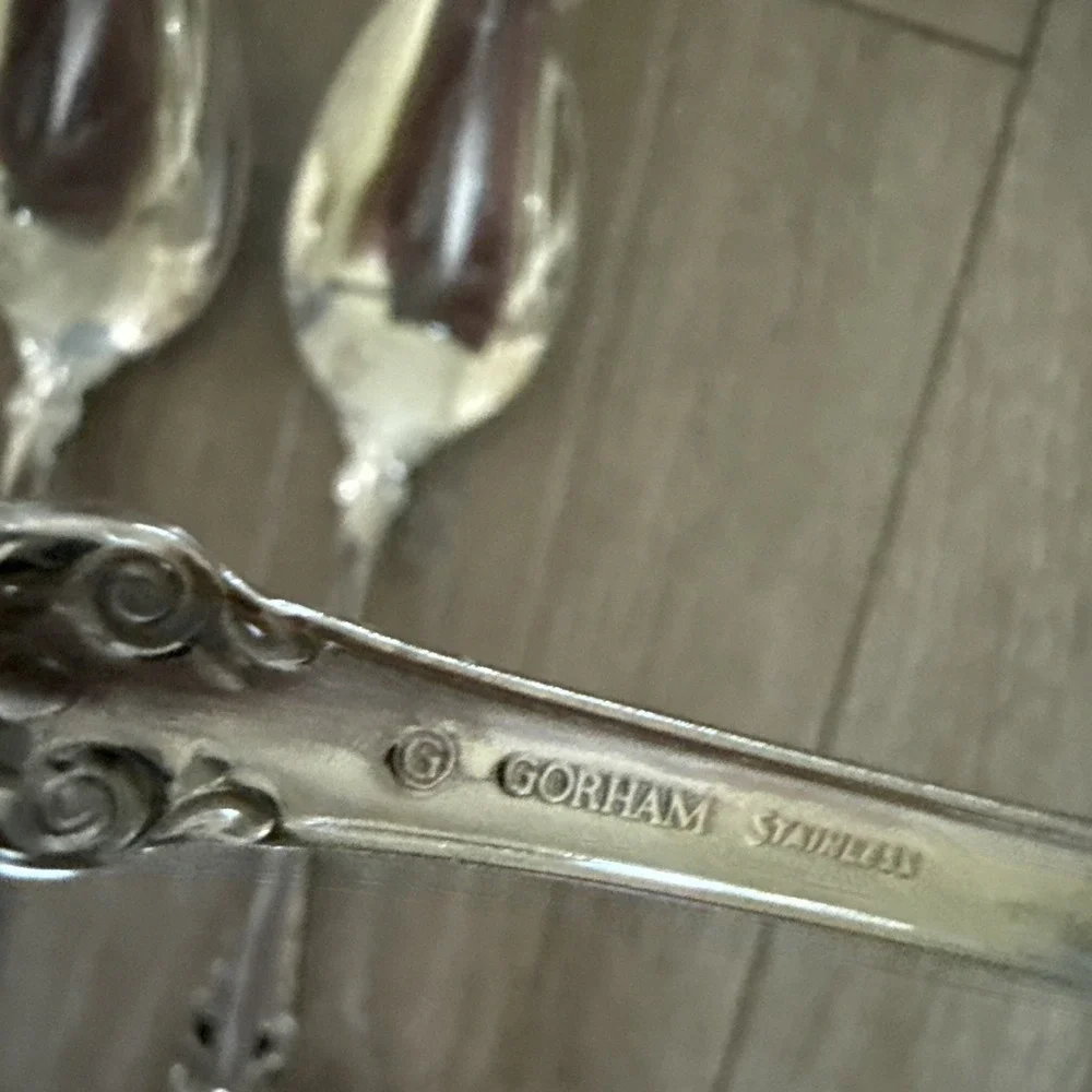 Set Of 3 Gorham PIERCED BAROQUE Stainless Steel Solid Serving Spoons 8‎ 5/8